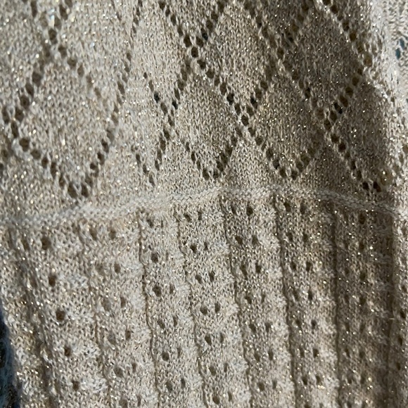 NEW Dex Wool-blend Beige Lurex Longline Open Vest - Picture 3 of 7